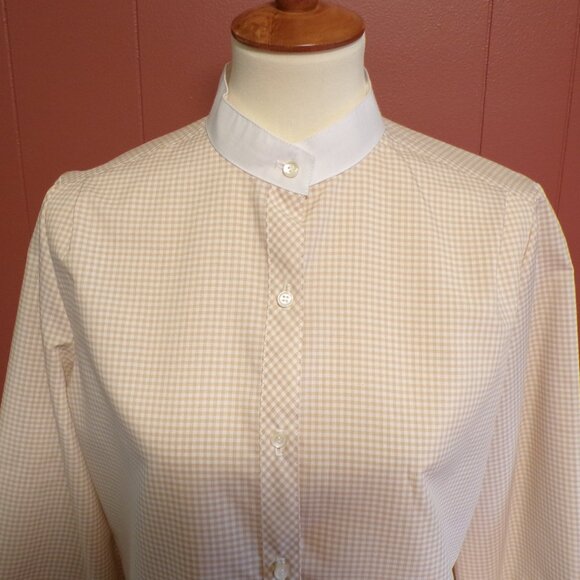 WILROY TRAVELLER Women's Retro 1970/1980 Style Beige & White Checkered Shirt -16 - Picture 3 of 8